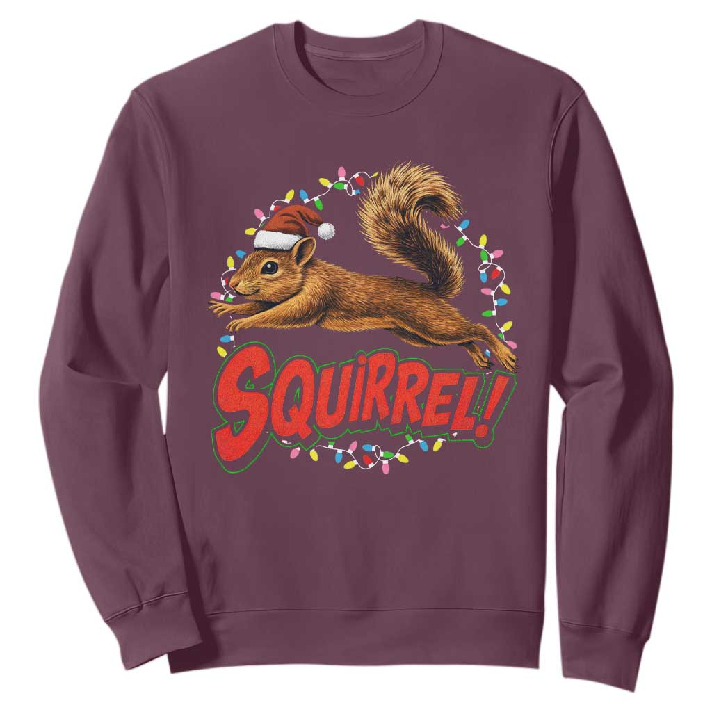 Funny Christmas Squirrel Sweatshirt Xmas Vacation Holiday Movie TS11 Maroon Print Your Wear