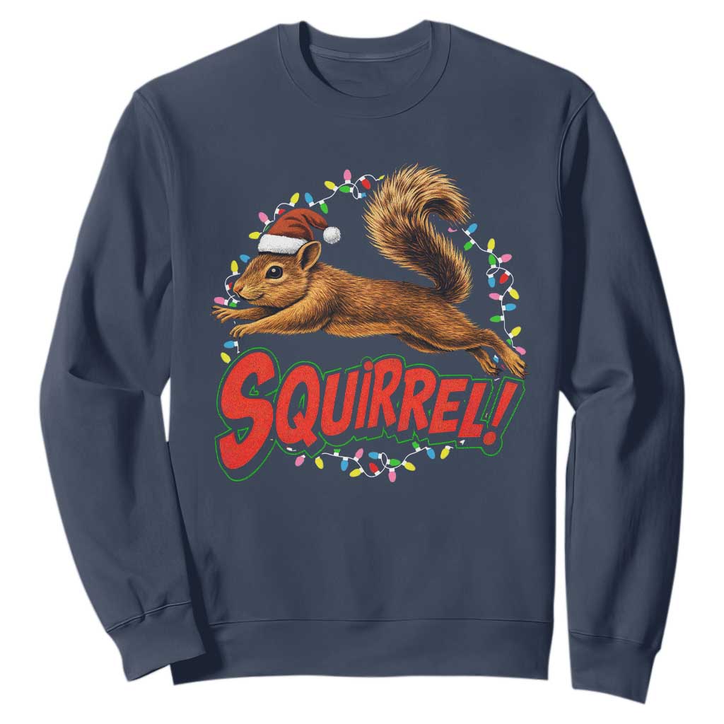 Funny Christmas Squirrel Sweatshirt Xmas Vacation Holiday Movie TS11 Navy Print Your Wear
