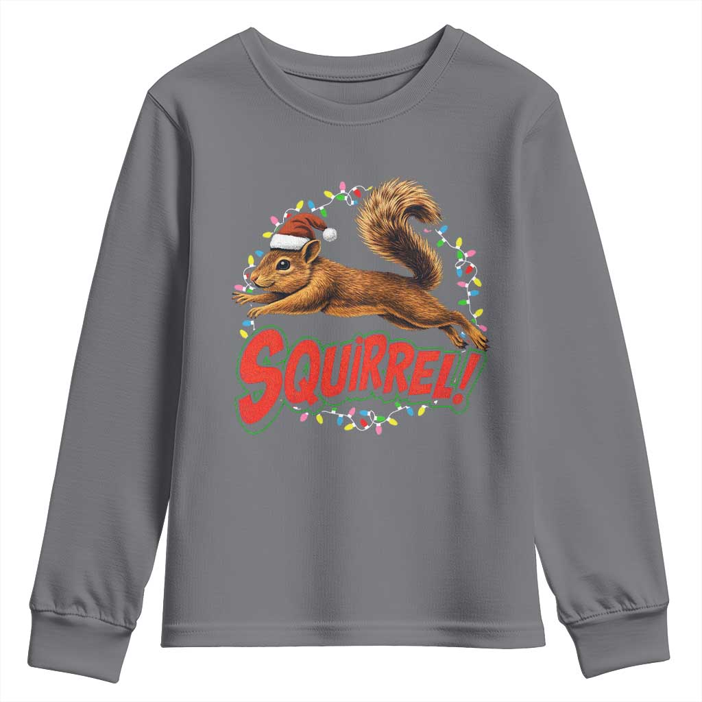 Funny Christmas Squirrel Youth Sweatshirt Xmas Vacation Holiday Movie TS11 Charcoal Print Your Wear