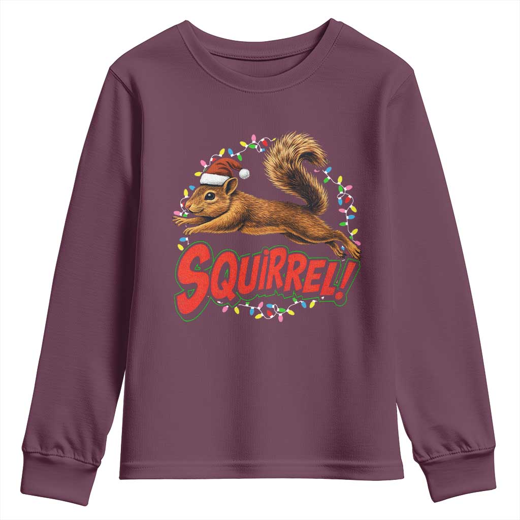 Funny Christmas Squirrel Youth Sweatshirt Xmas Vacation Holiday Movie TS11 Maroon Print Your Wear