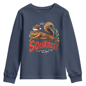Funny Christmas Squirrel Youth Sweatshirt Xmas Vacation Holiday Movie TS11 Navy Print Your Wear