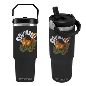 Funny Christmas Squirrel Flip Straw Tumbler Xmas Vacation Holiday Movie Pine Tree TS11 One Size: 30 oz Black Print Your Wear