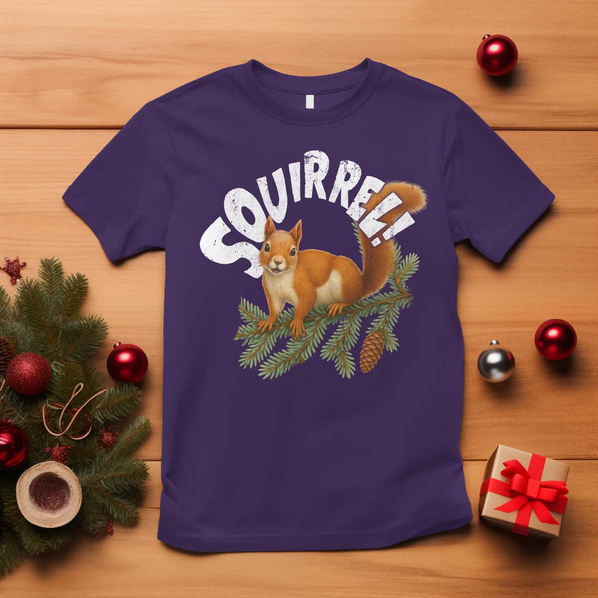 Funny Christmas Squirrel T Shirt Xmas Vacation Holiday Movie Pine Tree TS11 Purple Print Your Wear