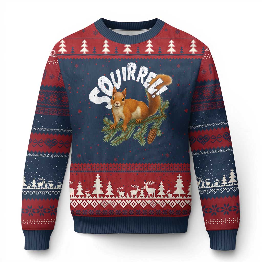 Funny Xmas Squirrel Ugly Christmas Sweater Xmas Vacation Holiday Movie Pine Tree TS11 Navy Red Print Your Wear