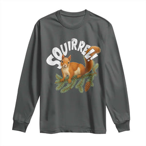 Funny Christmas Squirrel Long Sleeve Shirt Xmas Vacation Holiday Movie Pine Tree TS11 Dark Heather Print Your Wear