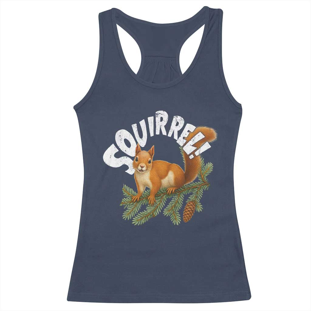 Funny Christmas Squirrel Racerback Tank Top Xmas Vacation Holiday Movie Pine Tree TS11 Navy Print Your Wear
