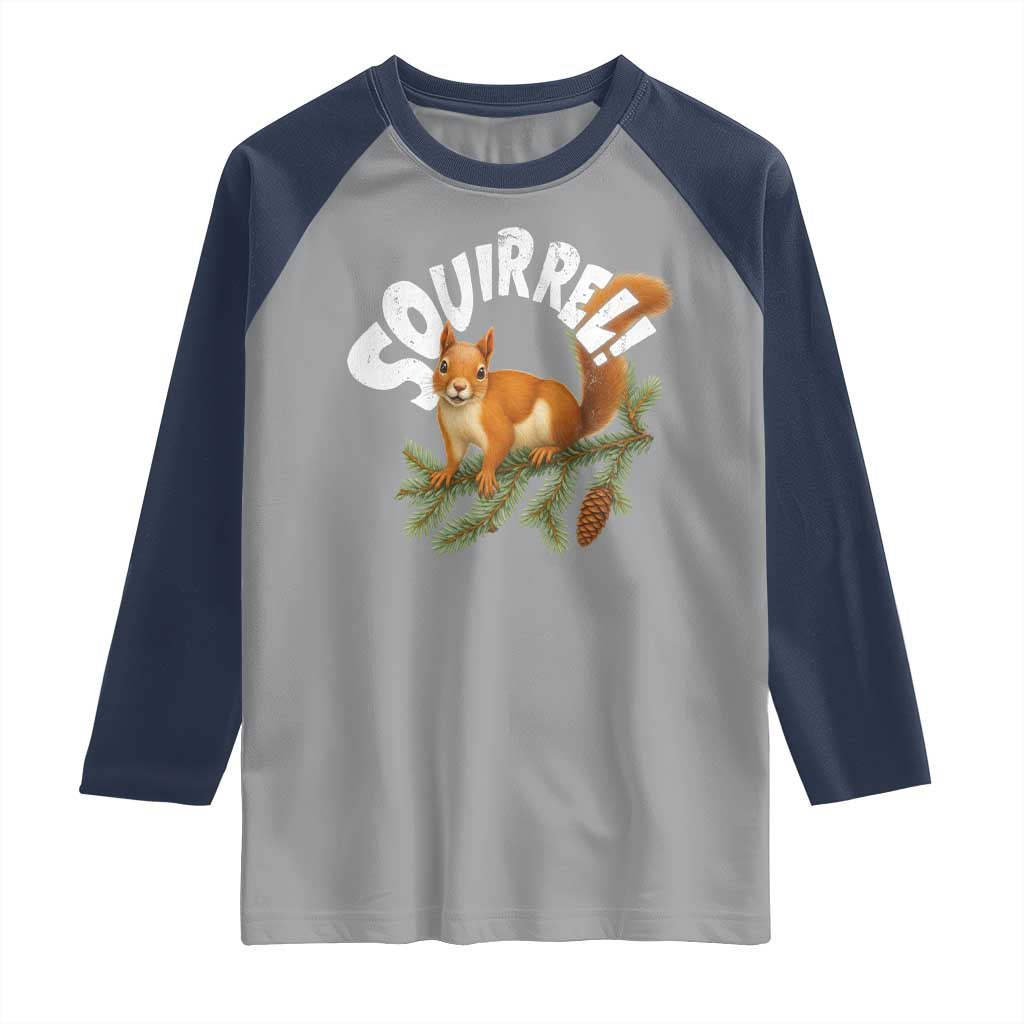 Funny Christmas Squirrel Raglan Shirt Xmas Vacation Holiday Movie Pine Tree TS11 Sport Gray Navy Print Your Wear