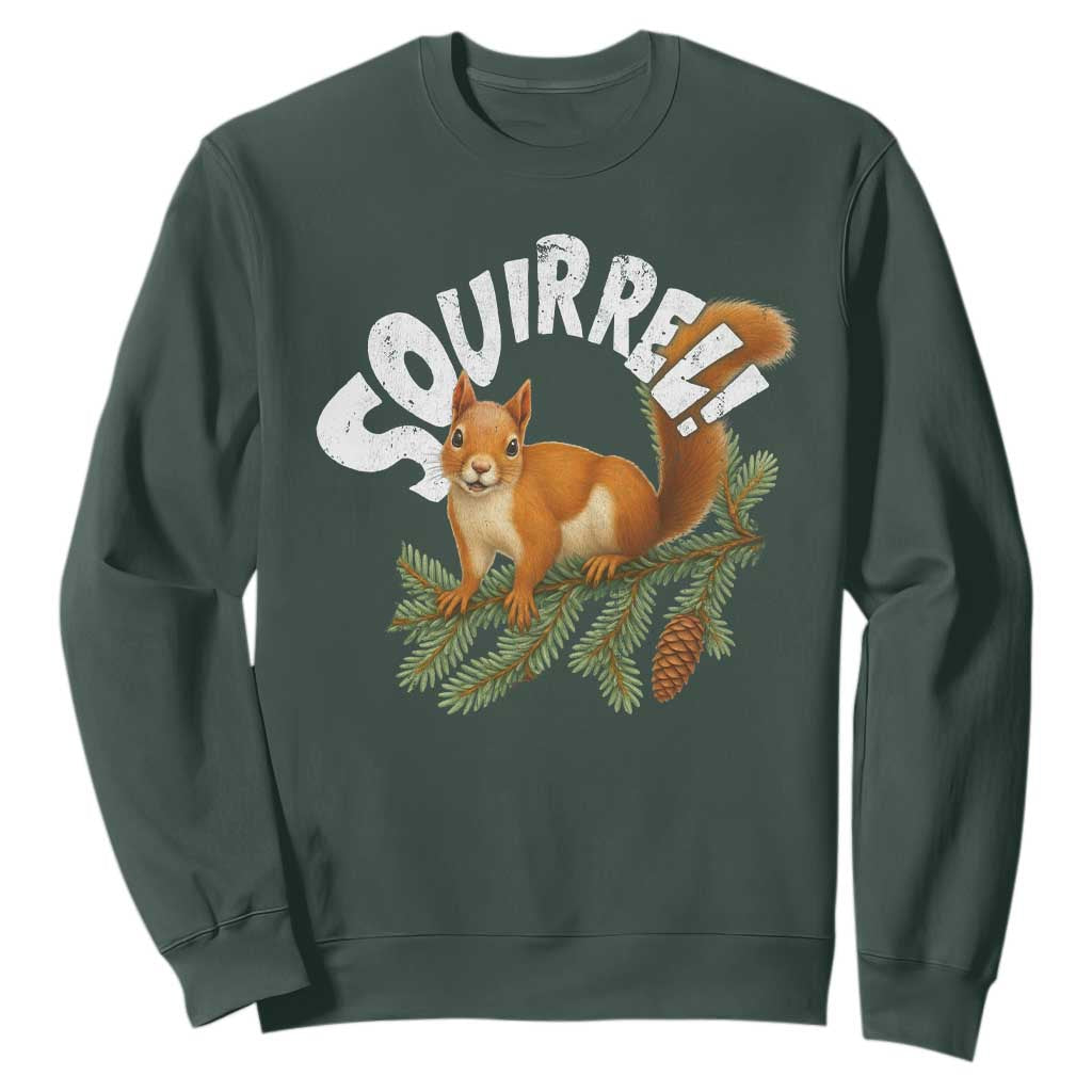 Funny Christmas Squirrel Sweatshirt Xmas Vacation Holiday Movie Pine Tree TS11 Dark Forest Green Print Your Wear