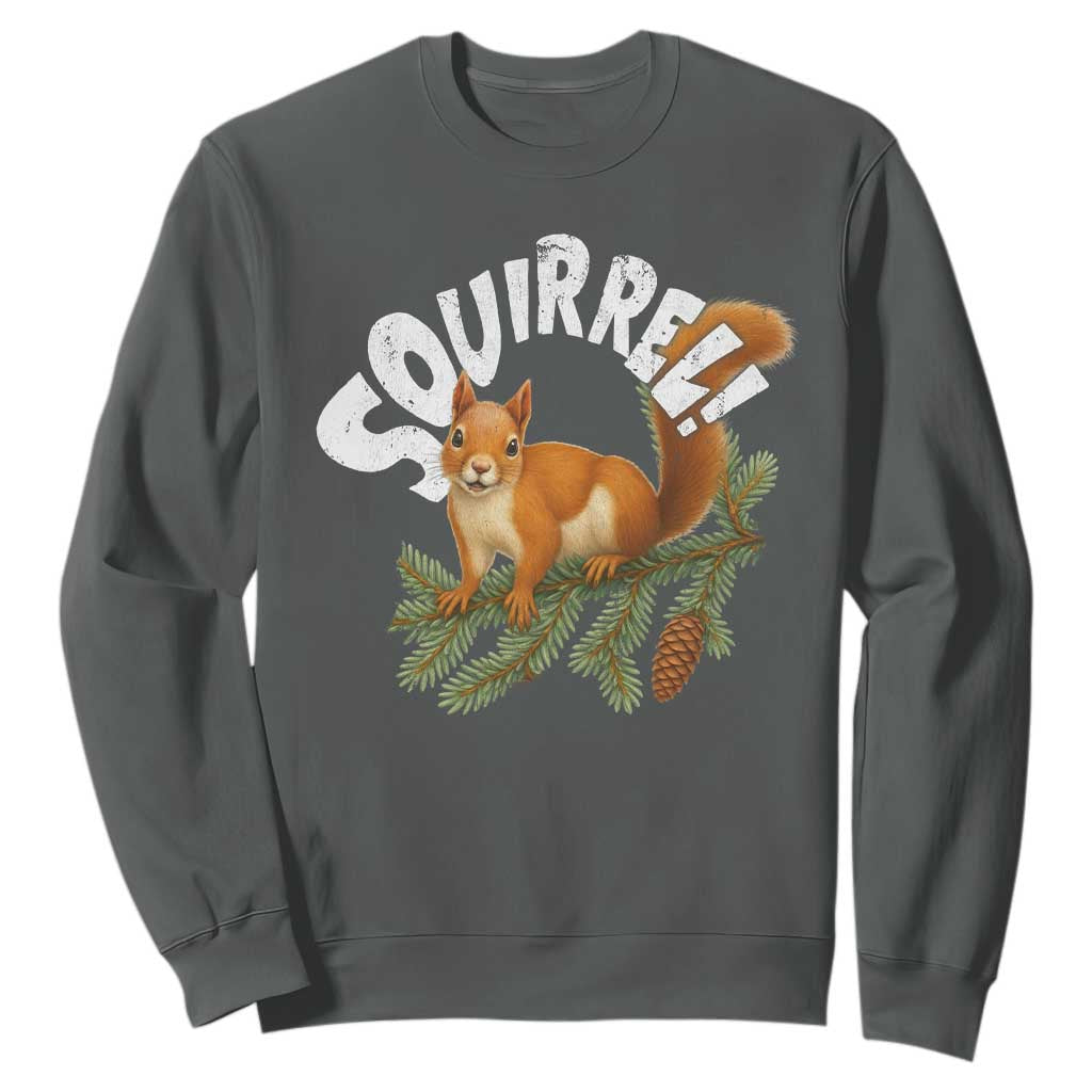 Funny Christmas Squirrel Sweatshirt Xmas Vacation Holiday Movie Pine Tree TS11 Dark Heather Print Your Wear