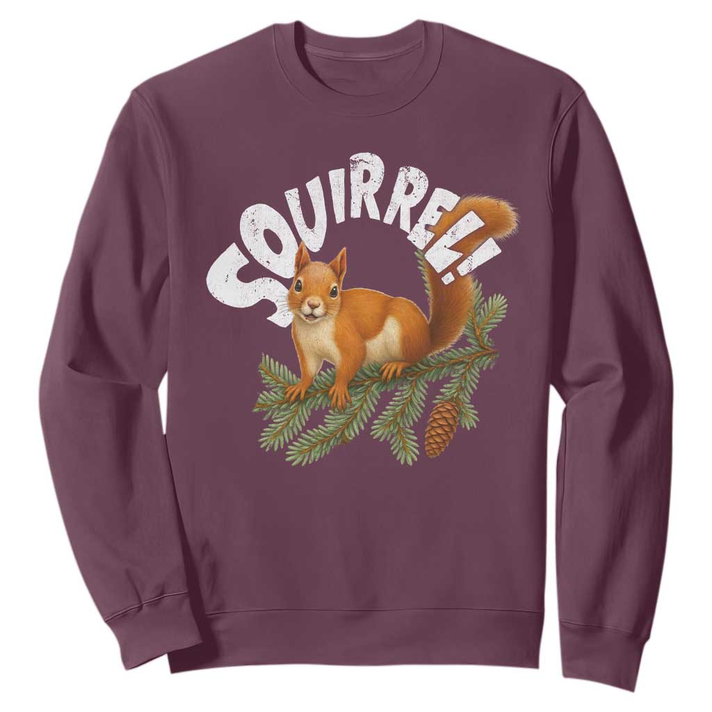 Funny Christmas Squirrel Sweatshirt Xmas Vacation Holiday Movie Pine Tree TS11 Maroon Print Your Wear
