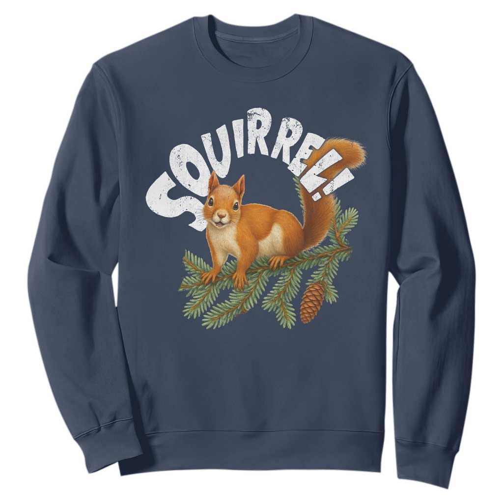 Funny Christmas Squirrel Sweatshirt Xmas Vacation Holiday Movie Pine Tree TS11 Navy Print Your Wear