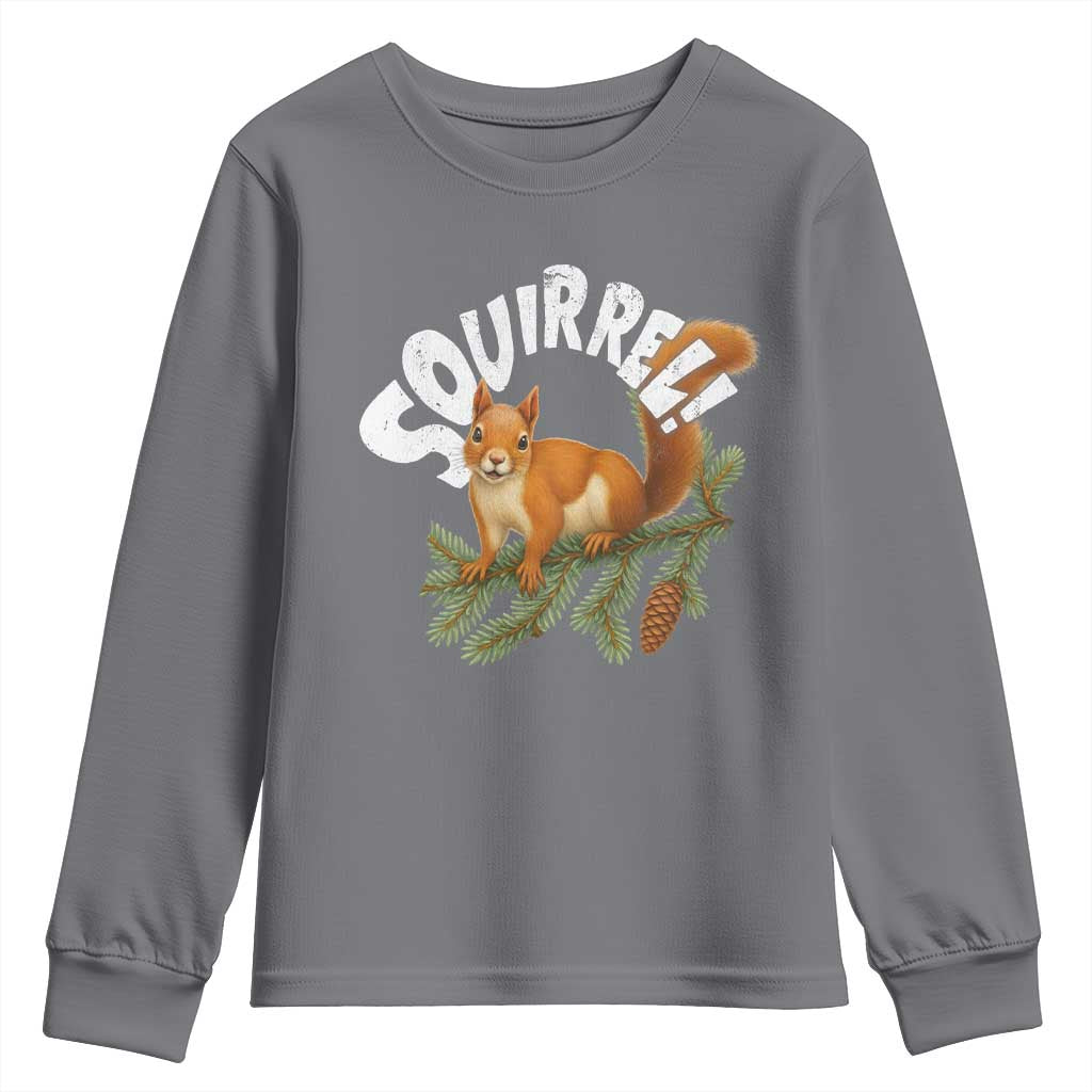 Funny Christmas Squirrel Youth Sweatshirt Xmas Vacation Holiday Movie Pine Tree TS11 Charcoal Print Your Wear