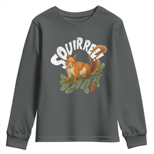 Funny Christmas Squirrel Youth Sweatshirt Xmas Vacation Holiday Movie Pine Tree TS11 Dark Heather Print Your Wear
