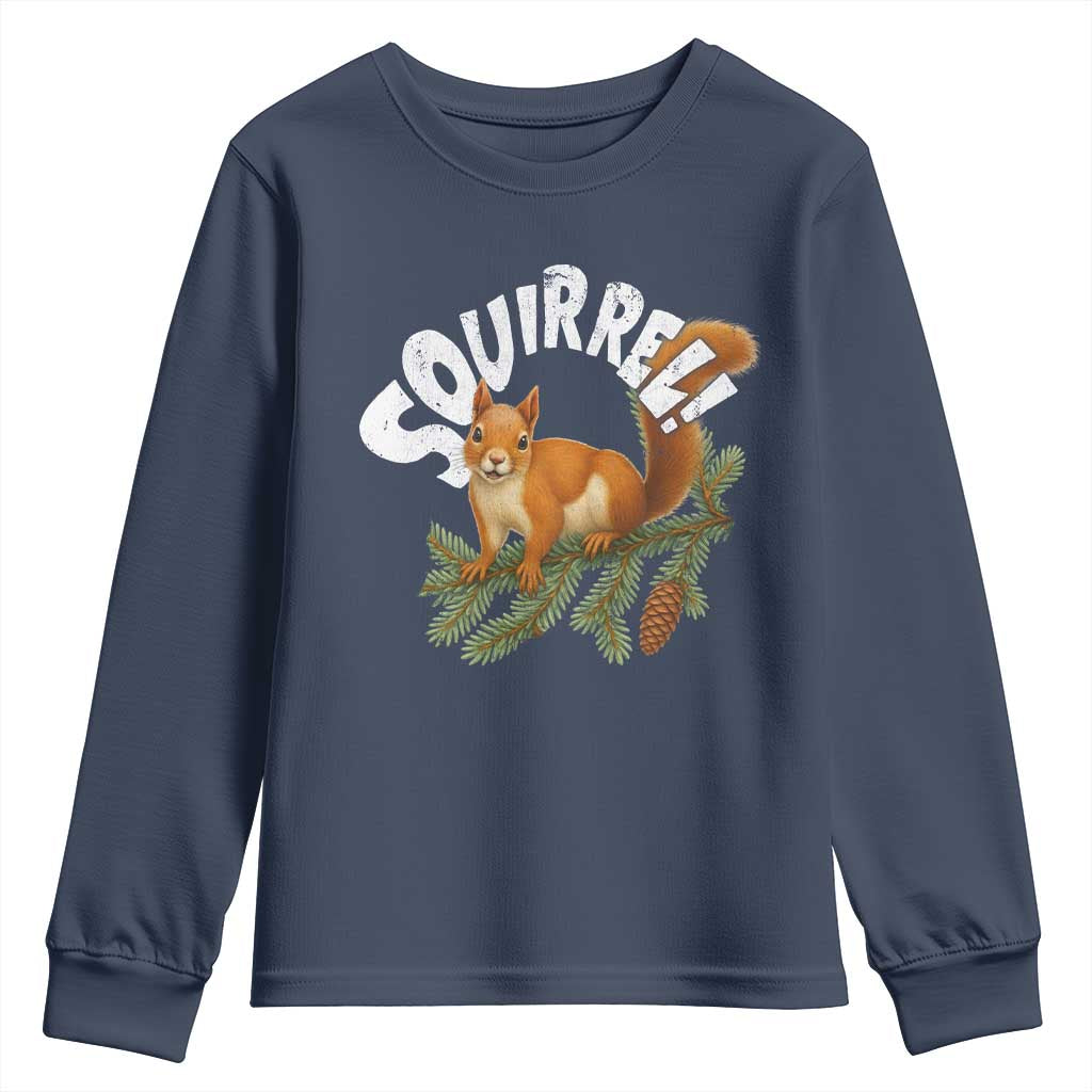 Funny Christmas Squirrel Youth Sweatshirt Xmas Vacation Holiday Movie Pine Tree TS11 Navy Print Your Wear