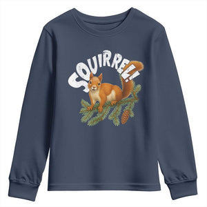 Funny Christmas Squirrel Youth Sweatshirt Xmas Vacation Holiday Movie Pine Tree TS11 Navy Print Your Wear