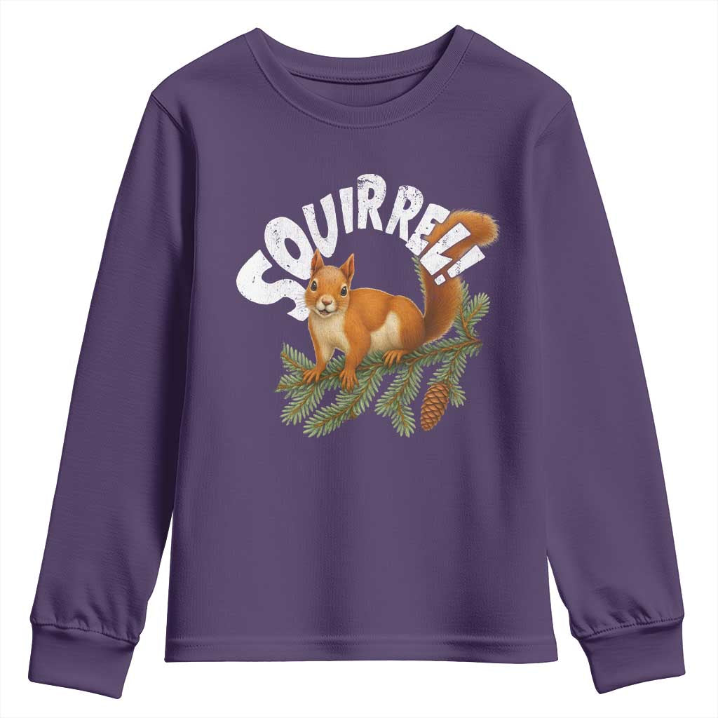 Funny Christmas Squirrel Youth Sweatshirt Xmas Vacation Holiday Movie Pine Tree TS11 Purple Print Your Wear