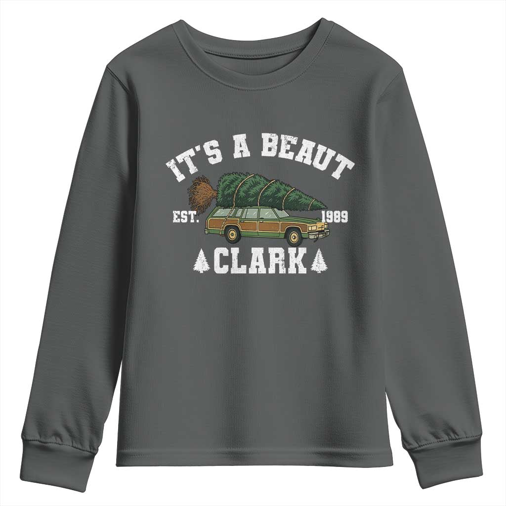 Its A Beaut Clark Youth Sweatshirt Funny Christmas Vacation Holiday Movie TS11 Dark Heather Print Your Wear