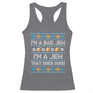 Funny Jewish Hanukkah Racerback Tank Top I Am A Bad Jew I Am A Jew That Does Good TS11 Charcoal Print Your Wear