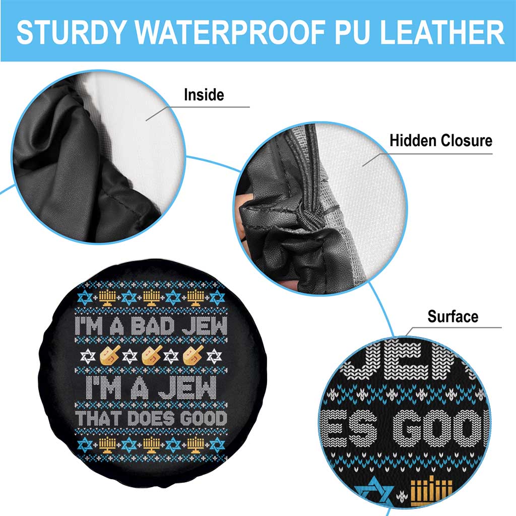 Funny Jewish Hanukkah Spare Tire Cover I Am A Bad Jew I Am A Jew That Does Good TS11 Print Your Wear