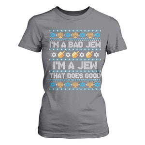 Funny Jewish Hanukkah T Shirt For Women I Am A Bad Jew I Am A Jew That Does Good TS11 Charcoal Print Your Wear