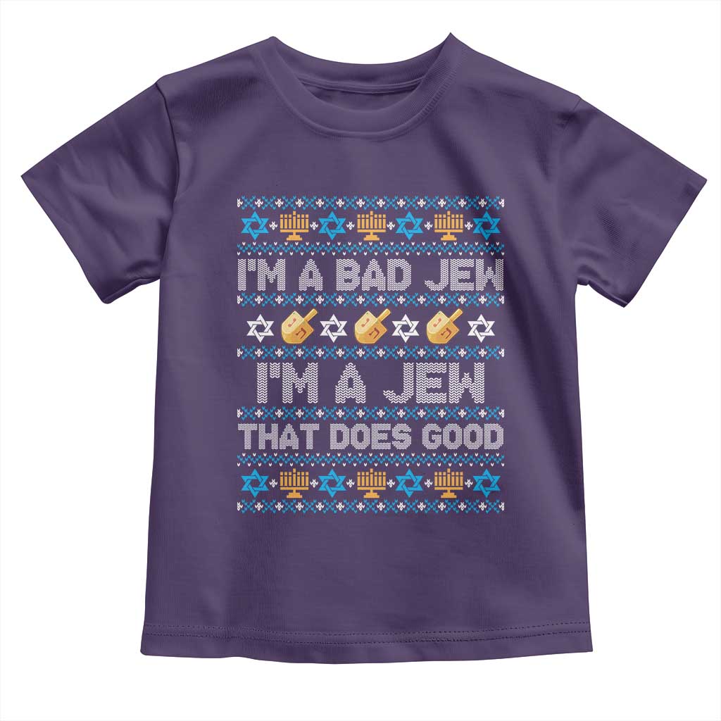 Funny Jewish Hanukkah Toddler T Shirt I Am A Bad Jew I Am A Jew That Does Good TS11 Purple Print Your Wear