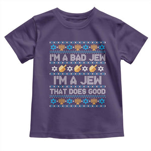 Funny Jewish Hanukkah Toddler T Shirt I Am A Bad Jew I Am A Jew That Does Good TS11 Purple Print Your Wear