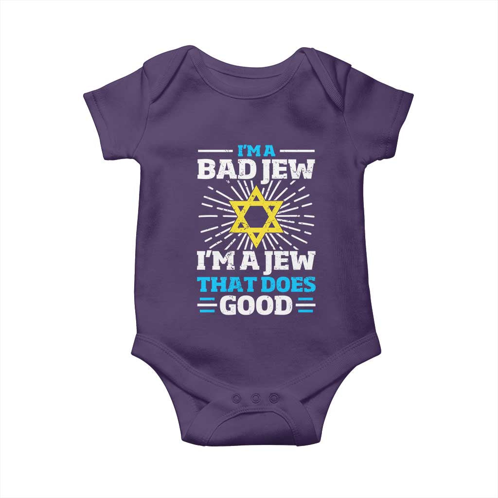Funny Jewish Baby Onesie I Am A Bad Jew I Am A Jew That Does Good TS11 Purple Print Your Wear