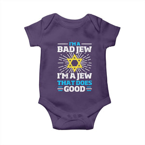 Funny Jewish Baby Onesie I Am A Bad Jew I Am A Jew That Does Good TS11 Purple Print Your Wear