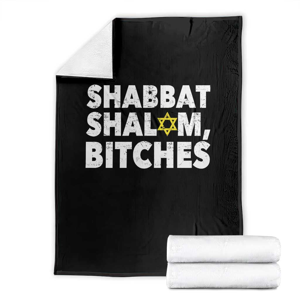 Funny Hanukkah Shabbat Shalom Bitches Throw Blanket Star Of David TS11 Black Print Your Wear