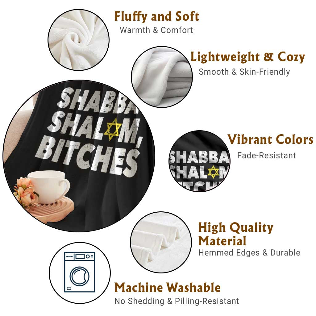 Funny Hanukkah Shabbat Shalom Bitches Throw Blanket Star Of David TS11 Print Your Wear