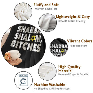 Funny Hanukkah Shabbat Shalom Bitches Throw Blanket Star Of David TS11 Print Your Wear