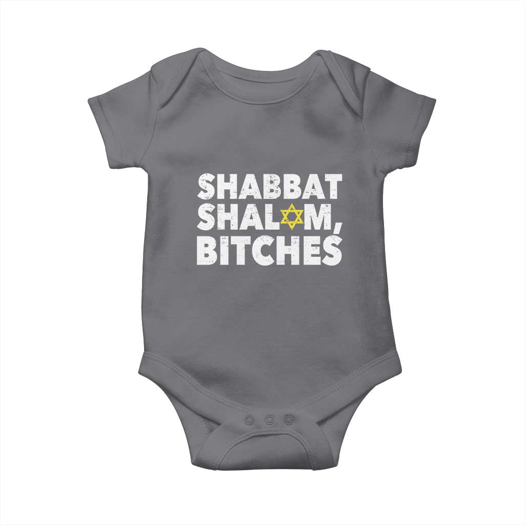 Funny Hanukkah Shabbat Shalom Bitches Baby Onesie Star Of David TS11 Charcoal Print Your Wear