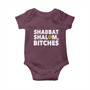 Funny Hanukkah Shabbat Shalom Bitches Baby Onesie Star Of David TS11 Maroon Print Your Wear