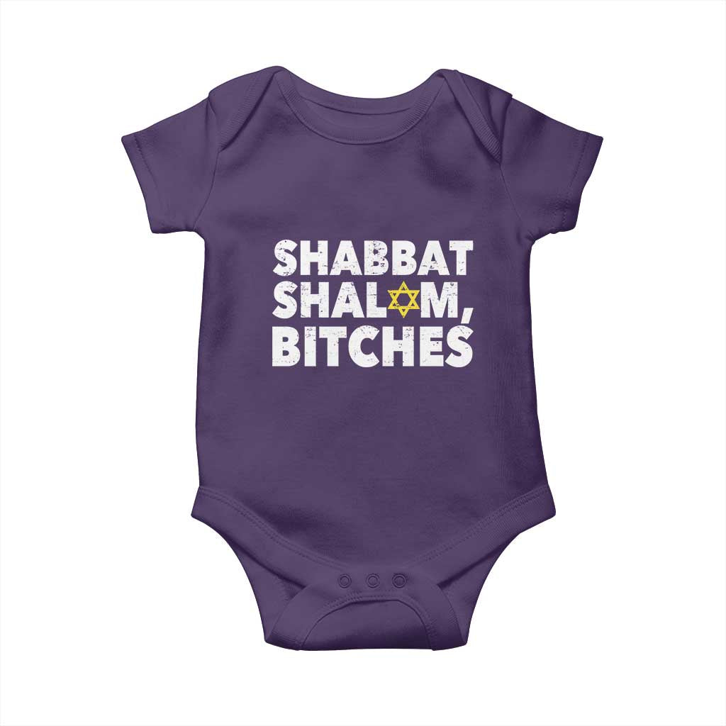 Funny Hanukkah Shabbat Shalom Bitches Baby Onesie Star Of David TS11 Purple Print Your Wear