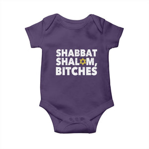 Funny Hanukkah Shabbat Shalom Bitches Baby Onesie Star Of David TS11 Purple Print Your Wear