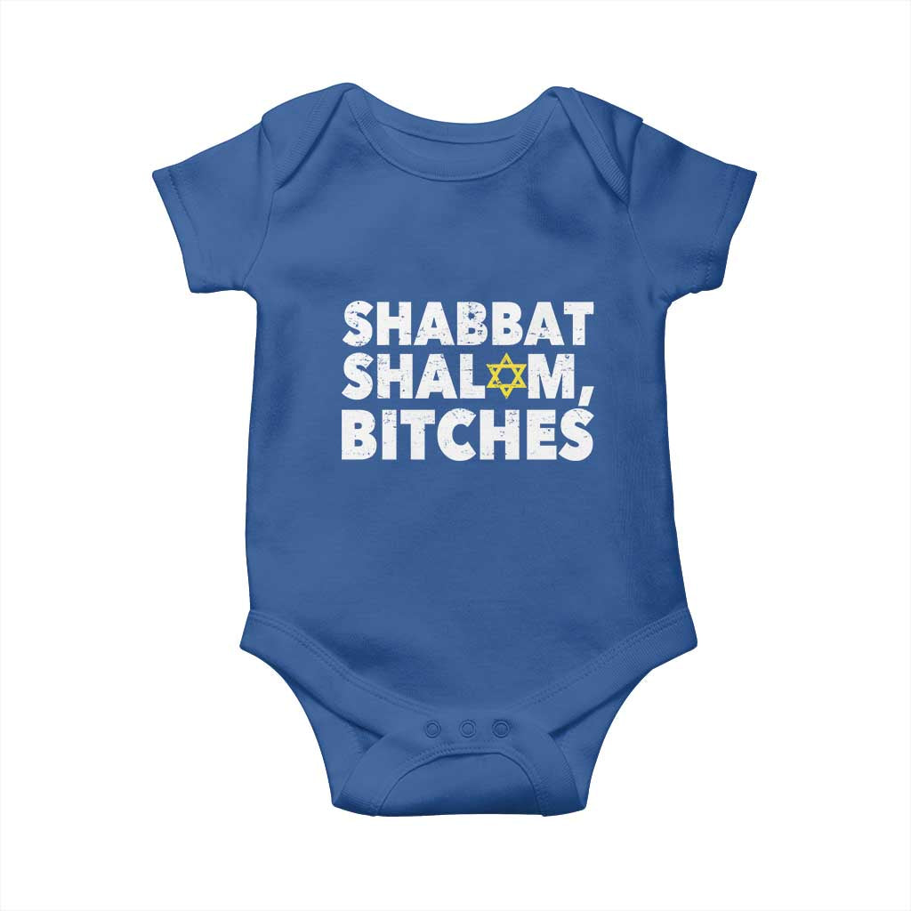 Funny Hanukkah Shabbat Shalom Bitches Baby Onesie Star Of David TS11 Royal Blue Print Your Wear