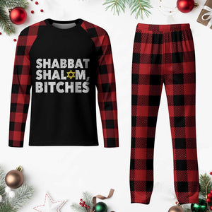 Funny Hanukkah Shabbat Shalom Bitches Plaid Pajama Set Star Of David TS11 Buffalo Plaid Print Your Wear
