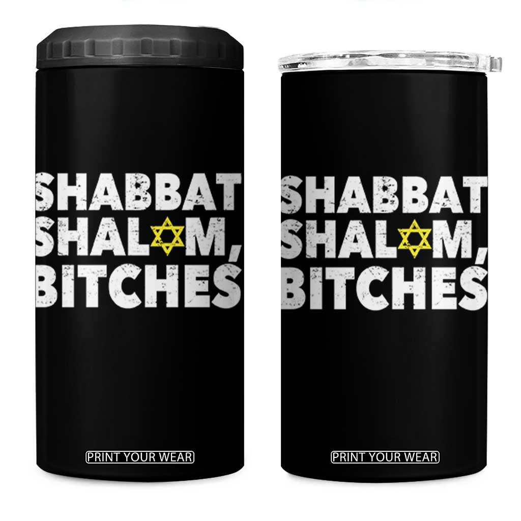 Funny Hanukkah Shabbat Shalom Bitches 4 in 1 Can Cooler Tumbler Star Of David TS11 One Size: 16 oz Black Print Your Wear