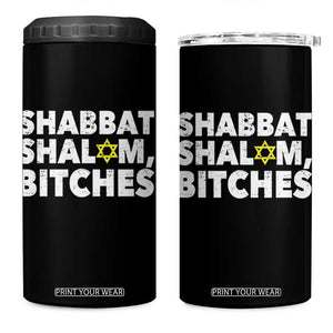 Funny Hanukkah Shabbat Shalom Bitches 4 in 1 Can Cooler Tumbler Star Of David TS11 One Size: 16 oz Black Print Your Wear