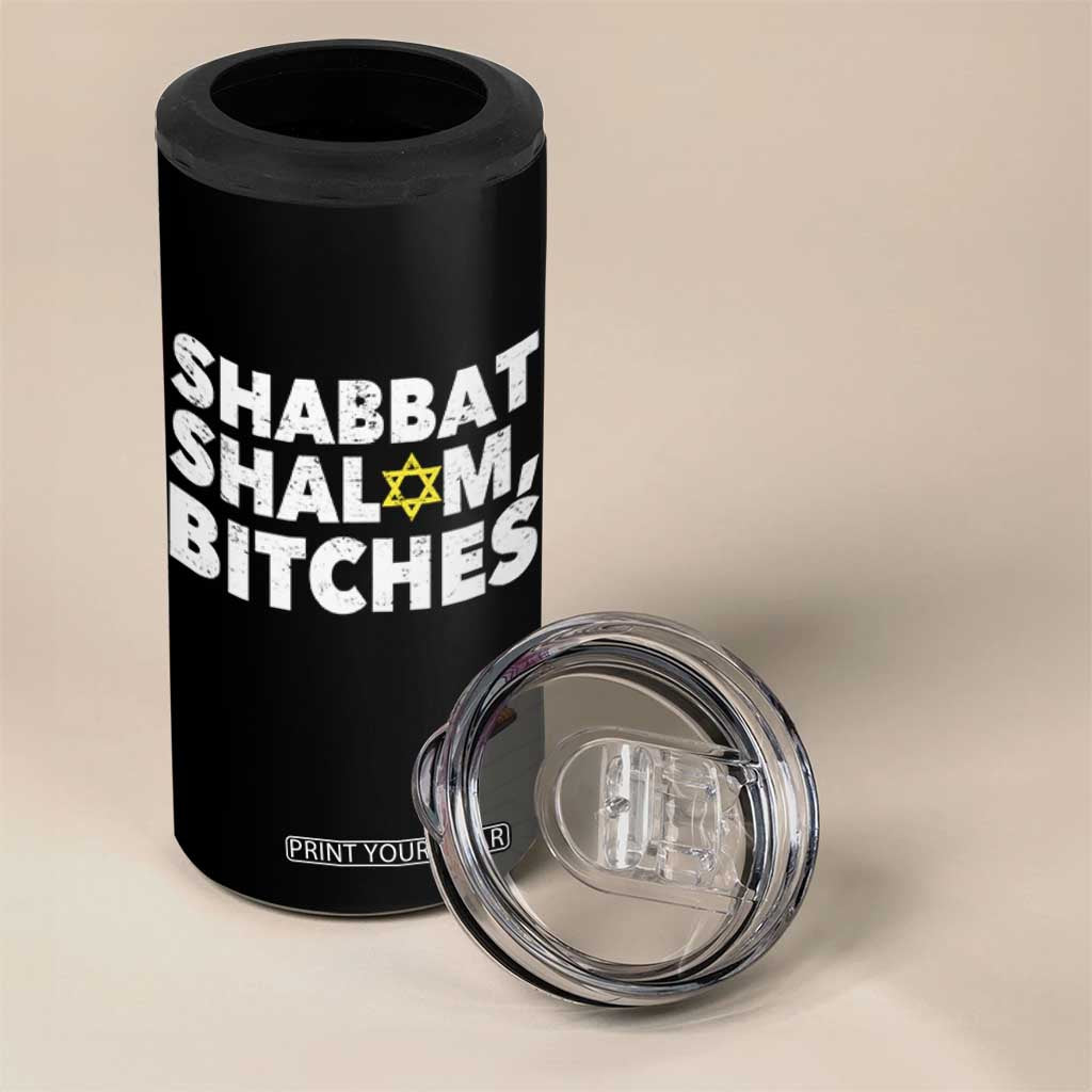 Funny Hanukkah Shabbat Shalom Bitches 4 in 1 Can Cooler Tumbler Star Of David TS11 Print Your Wear
