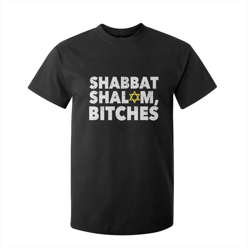 Funny Hanukkah Shabbat Shalom Bitches T Shirt For Kid Star Of David TS11 Black Print Your Wear