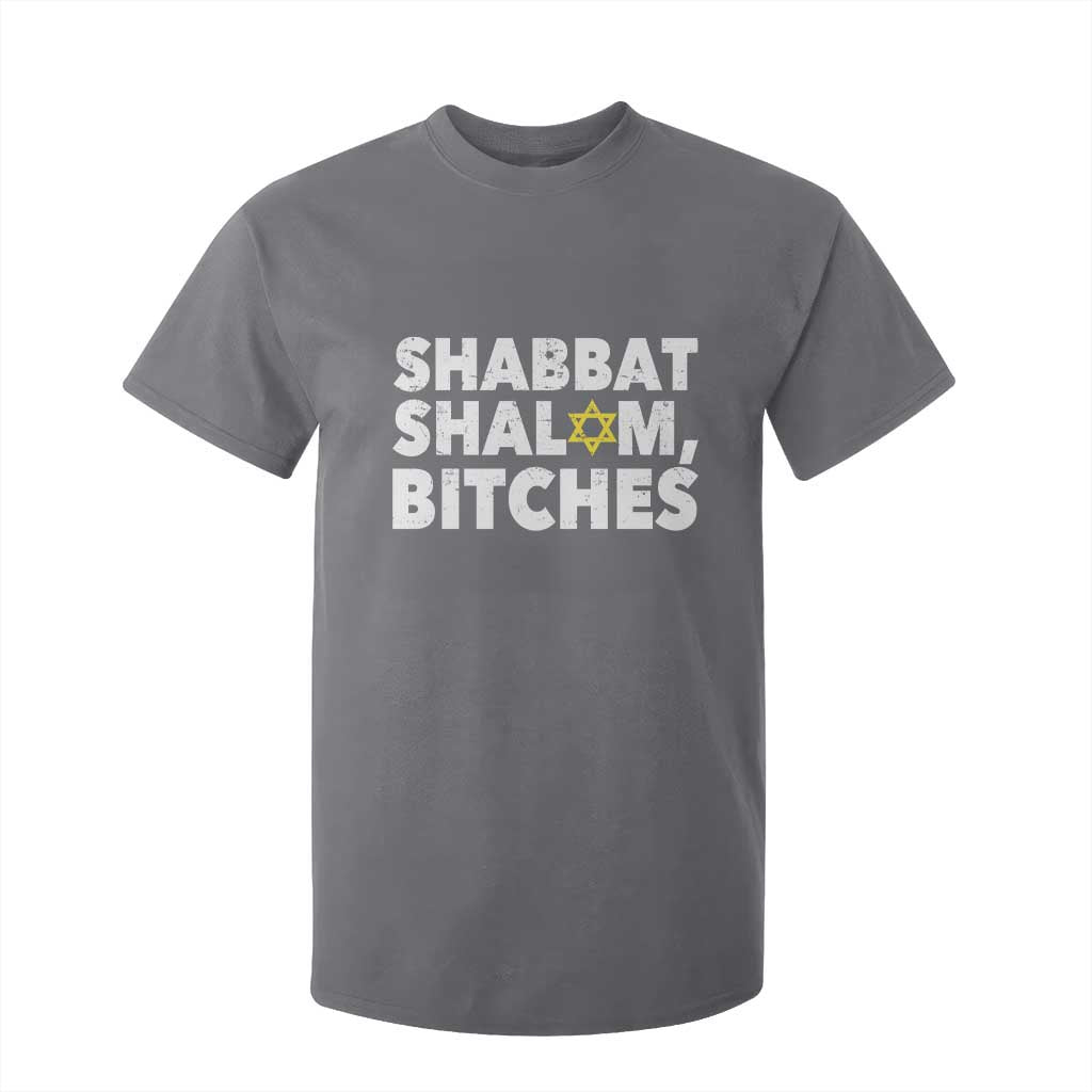 Funny Hanukkah Shabbat Shalom Bitches T Shirt For Kid Star Of David TS11 Charcoal Print Your Wear