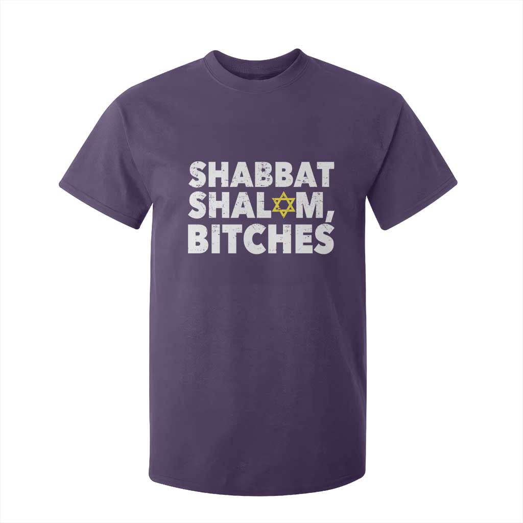 Funny Hanukkah Shabbat Shalom Bitches T Shirt For Kid Star Of David TS11 Purple Print Your Wear