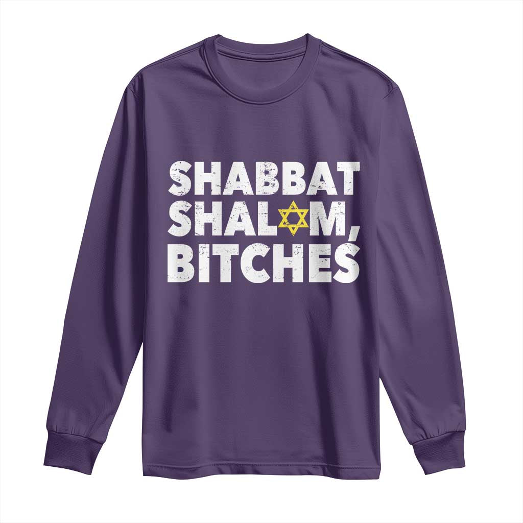 Funny Hanukkah Shabbat Shalom Bitches Long Sleeve Shirt Star Of David TS11 Purple Print Your Wear