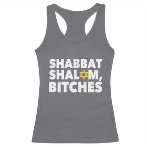 Funny Hanukkah Shabbat Shalom Bitches Racerback Tank Top Star Of David TS11 Charcoal Print Your Wear