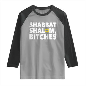 Funny Hanukkah Shabbat Shalom Bitches Raglan Shirt Star Of David TS11 Sport Gray Black Print Your Wear