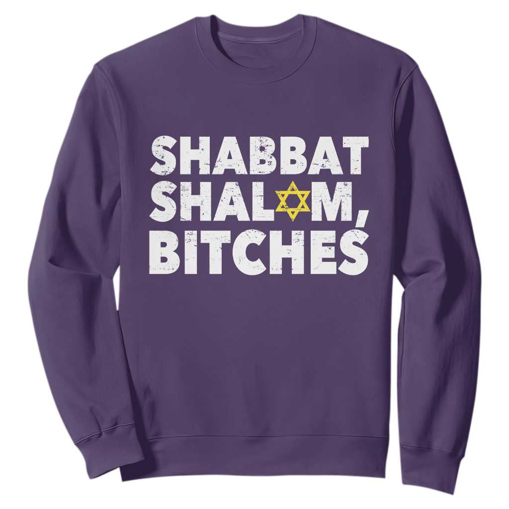 Funny Hanukkah Shabbat Shalom Bitches Sweatshirt Star Of David TS11 Purple Print Your Wear