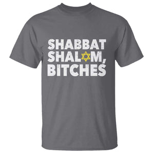 Funny Hanukkah Shabbat Shalom Bitches T Shirt Star Of David TS11 Charcoal Print Your Wear