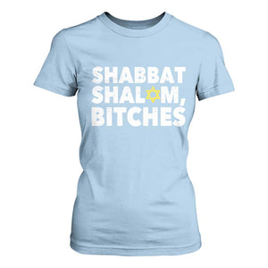 Funny Hanukkah Shabbat Shalom Bitches T Shirt For Women Star Of David TS11 Light Blue Print Your Wear