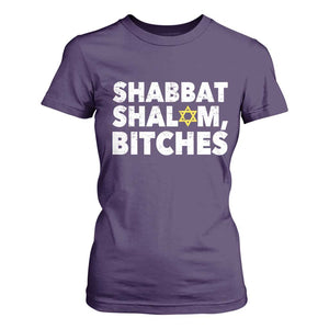 Funny Hanukkah Shabbat Shalom Bitches T Shirt For Women Star Of David TS11 Purple Print Your Wear